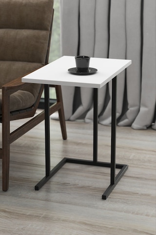 Retodesign Büyük Zigon Sehpa, Yan Sehpa 3110b Beyaz - Siyah