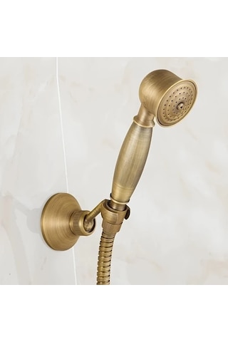 Fastbuy Antika Bronz Avrupa Banyo Duş Seti, 3 Parçalı, Taşınabilir Hortum Ve Başlık Braket