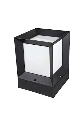 Şanled Kare Küp Dekoratif Siyah Kasa Set Üstü Bahçe Aydınlatma Armatürü -8 Adet Şeffaf