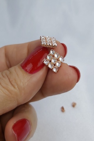 925 Ayar Rose Renk Baget Kare Gümüş Küpe
