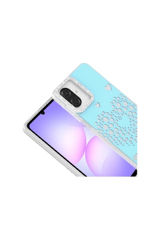 Maks Technology Samsung Uyumlu Galaxy A07 Kılıf Damla Taşlı Mkst Rivas Sert Pc Kapak - Mavi