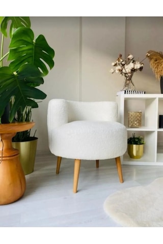 Tekli Puf ,makyaj Önü Pufu,çay Seti Tekli Koltuk, Sıtlı Berjer Salon, Balkon, Ofis ,sıtlı Puf, Beyaz,