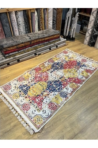 Salerno Çamaşır Makinesinde Yıkanabilir Kilim Halı Hs1035 Çok Renkli