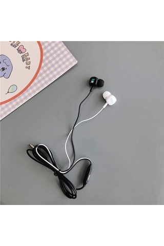 Evrensel Sevimli Karikatür Kulakiçi Bas Saklama Kutusu İle Kulak İçi Kablolu Mikrofon Kulaklık