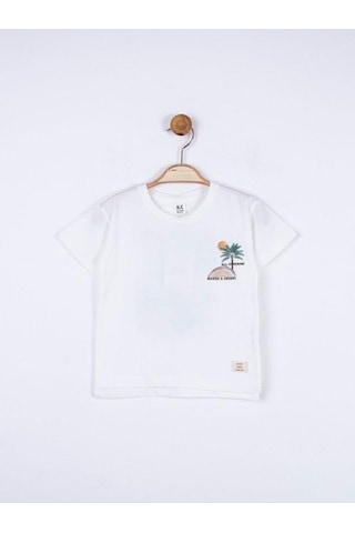 Nk Kids Erkek Bebek Desert Pamuklu Sırtı Baskılı Tshirt-15658 Ekru