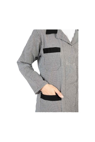 Ekose İş Önlüğü Piti Kareli Önlük Klasik Yaka Kadın Pötikare Önlük Mavi