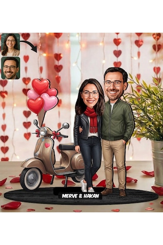 Bk Gift Kişiye Özel Sevgili Karikatürlü Ahşap Biblo -25, Fotoğraftan Karikatür, Sevgililer Günü Hediyesi, Ev Hediyesi Kobitmeyencom36352 Bk Gift
