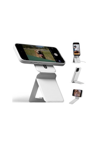 Taşınabilir Mini Telefon Standı Gri Renk Katlanabilir Kartlık Manyetik Özellikli Çok Amaçlı Stand