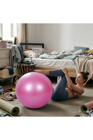 65 Cm Pembe Pilates Topu Şişirme Tüplü