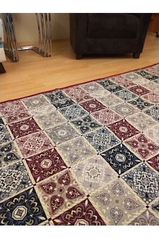 Adaş Serme Biyeli Çok Amaçlı Halı Örtüsü, 4, 6 Ve 9M2, Pachkarma Çok Renkli