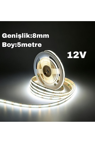 Cob Led Şerit Beyaz 8mm/12v 5m Voltaj: 12v