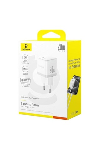 20w Hızlı Şarj Cihazı, Palm 1c Usb-c Duvar Adaptörü, Bct Soğutma Teknolojisi Ve Akıllı Çip Koruması, Kompakt Şarj Başlığı, Beyaz