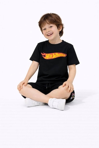Miniko Kids Erkek Çocuk Hot Wheels Modelli Pamuk Şortlu Takım Siyah