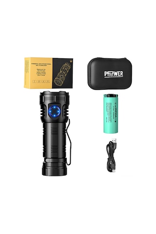 Yaozixa 3050 Lumen Ultra Parlak Fener, 8 Led 40w Çok Fonksiyonlu, Taşınabilir Mini El Feneri, 26650 Pil, Su Geçirmez, Mıknatıslı, Dış Mekan Bakım Için Siyah