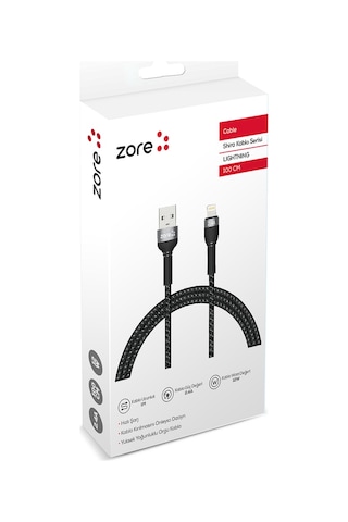 Mobilteam Siyah Shira Serisi Lightning Usb Kablo 1 Metre