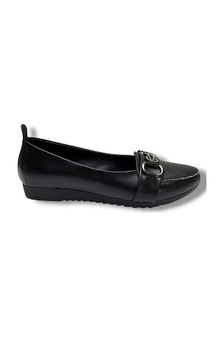 C-shoes 3060-26 Cilt Deri Taşlı Toka Kadın Ayakkabı Siyah
