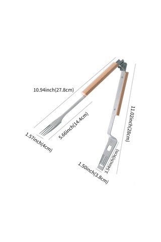 Symbee Çelik Paslanmaz Dışarıda Bbq Mangal Araçları, Ayrılamabilir Tasarım, Gofretli Kenar, Çubuk Ve Spatula, Oyuncaq, 27.8cm, Steak夹 Çok Renkli