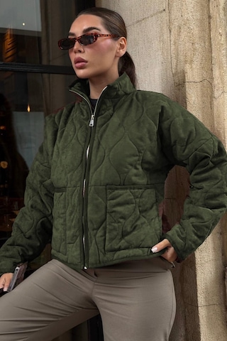 Madmext Haki Dik Yaka Kapitone Kadın Mont Mg2568 Haki