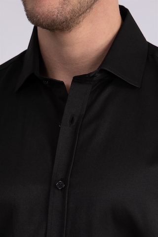 Tudors Modern Slim Fit Düz Saten Erkek Gömlek-23049 Siyah
