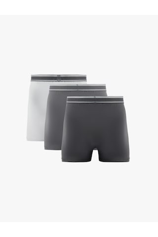 Koton Pamuklu Bel Detaylı 3'lü Boxer Seti Gri 6slm90005mk