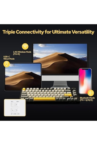 Ak820 Pro Mekanik Oyun Klavyesi,3 Modlu Tft Renkli Ekran Ve Cnc Düğmeli 81 Tuş,rgb Aydınlatma