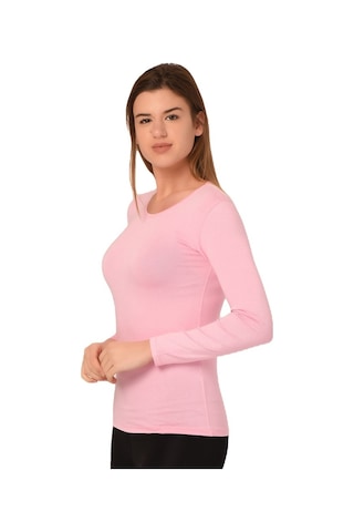 Disentis Yuvarlak Yaka Uzun Kollu Viskon Pembe Body