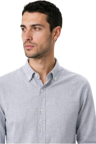 Arma Ar-ma Erkek Keten Gömlek Baskisiz Basic Düğme Kapamali Cepsiz Uzun Kollu Gömlek Dokuma Kumaş Regular Fit %60 Pamuk %40 Keten Y31485118102 Gri-g2