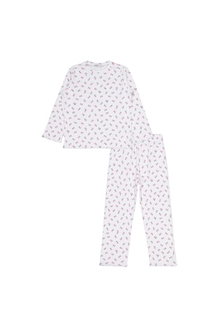 Civil Girls Çiçek Desenli 6-9 Yaş Pijama Takımı - Ekru