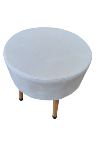 Ustaagac Puf Koltuk Bench Tabure Beyaz - Ahşap Ayaklı Beyaz