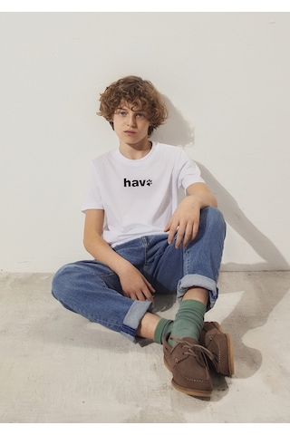 Mavi - Hav Baskılı Beyaz Çocuk Tişört 6610350-620 Beyaz