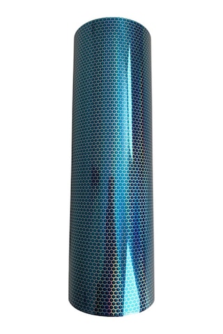 Petekli Mavi Far Stop Filmi Folyosu Çizik Engelleyici Folyo 3d Petek Desenli Hologramlı 30 Cm X 10 Metre