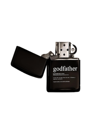 Bk Gift Godfather Tasarımlı Renkli Baskılı Siyah Benzinli Metal Çakmak Diğer