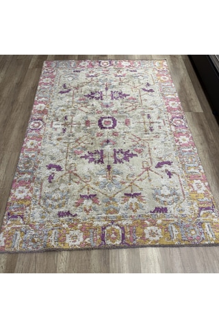 Hoom Rugs Arkaik Plz 04 Eflatun Etnik Renkli Vintage Makine Halısı Çok Renkli