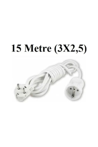 Topraklı Uzatma Seyyar Kablosu 3x2,5 Mm 15 Metre Tekli Fiş-Priz