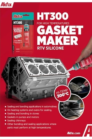 Akfıx Ht300 Yüksek Isı Silikonu Rtv Kırmızı 50gr. Kırmızı Kırmızı