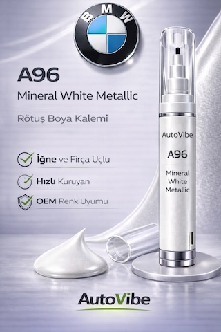 Bmw Rötuş Boya Kalemi A96 Mineral White Metallic - Mineral Beyaz Metalik 2si1arada Çizik Giderici Bmw Rötuş Boya Kalemi A96 Mineral White Metallic - Mineral Beyaz Metalik 2si1arada Çizik Giderici