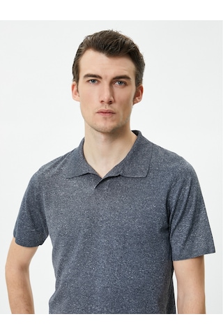 Koton Polo Yaka Triko Kazak Slim Fit Kısa Kollu Kırçıllı Lacivert 4sam70008ht Lacivert