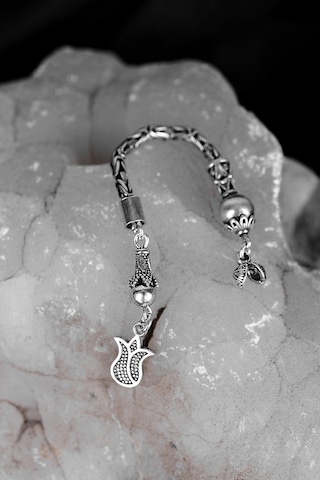 Encili Silver 925 Ayar Gümüş Kral Zincir Lale Uçlu Tesbih Püskülü