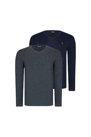 İkili Set T8587 Dewberry V Yaka Erkek Sweatshırt-antrasit-lacivert Antrasit-lacivert