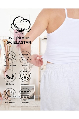 Alya Underwear Kaşkorse Dar Yaka Askılı Crop Beyaz