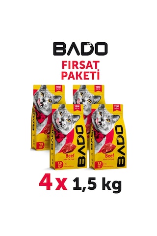 Bado Yetişkin Kedi Maması Etli Biftekli 1,5 Kg 4'lü