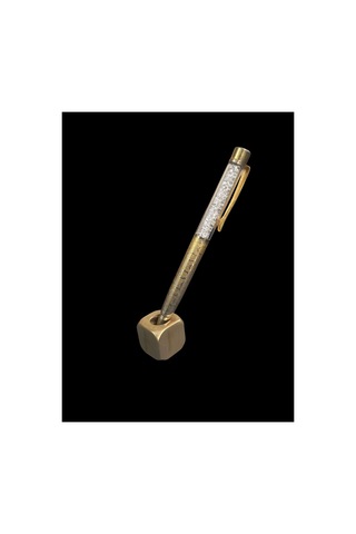 Som Pirinç Kare 24x24 Mm Kalem Tutucu Ve Kağıt Ağırlığı Şık Masaüstü Aksesuarı Gold