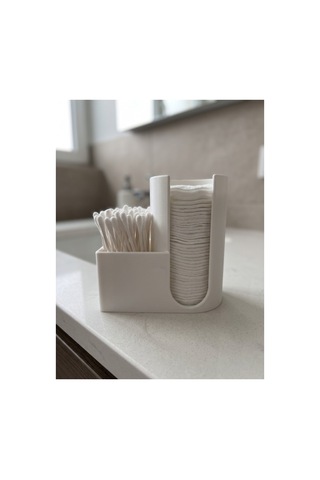 Pamuk Ve Kulak Çubuğu Düzenleyici Banyo Makyaj Masası Organizeri Beyaz