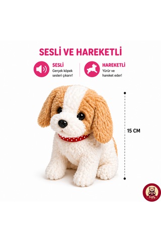 Oyuncak Köpek Taşıma Çantalı Sesli Hareketli Pilli, Emekleme Oyuncağı Aksesuarlı Çocuklar İçin Eğitici Hayvan Sevgisi Pembe