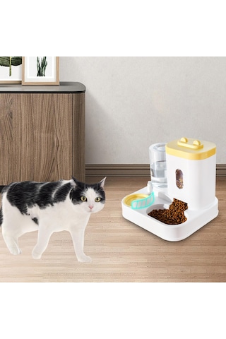 Homyl Tavşanlar Için 2'si 1 Arada Otomatik Pet Suluk Sarı