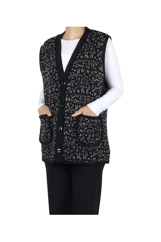 Kadın Önü Düğmeli Cepli Kalın Kışlık Kısa Yelek Vizon