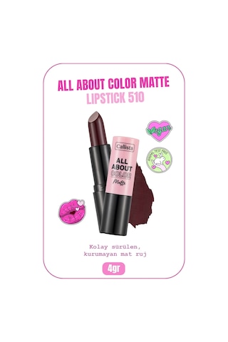 Callista All About Color Matte Lipstick Mat Görünümlü Ruj 510 Midnight Mulberry - Bordo
