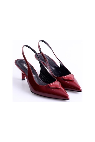 5in1Canpolat Vişne Sivri Burun Topuklu Slingback 24020-vişne Bordo