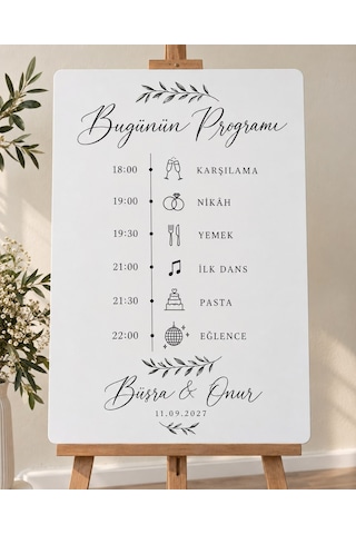 Düğün Akış Programı Panosu - Kişiye Özel Mdf