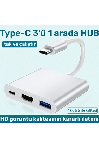 Xuweiwei Simli Usb C Den Hdtv Adaptörü 4k 100w Pd Usb 3 0 Portlu Dijital Av Dönüştürücü Macbook İpad İphone Uyumlu 15 Tabletler İçin